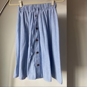 Blue and white knee length skirt